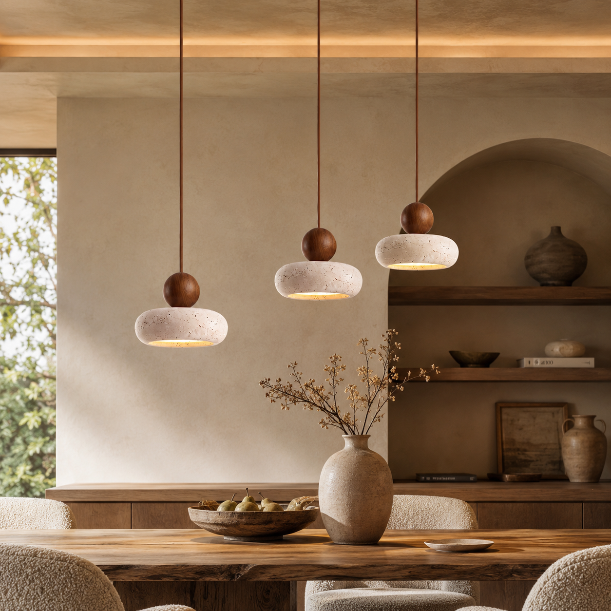 Pendant Light in Natural Yellow Agate Stone