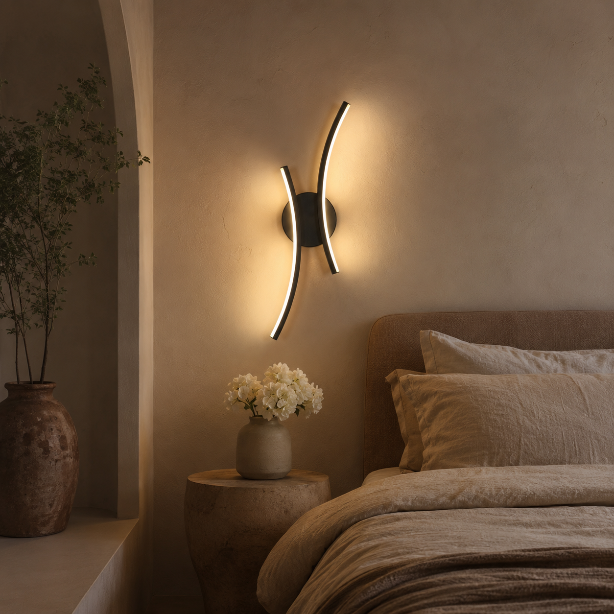 LED Wall Light Curved Black Modern