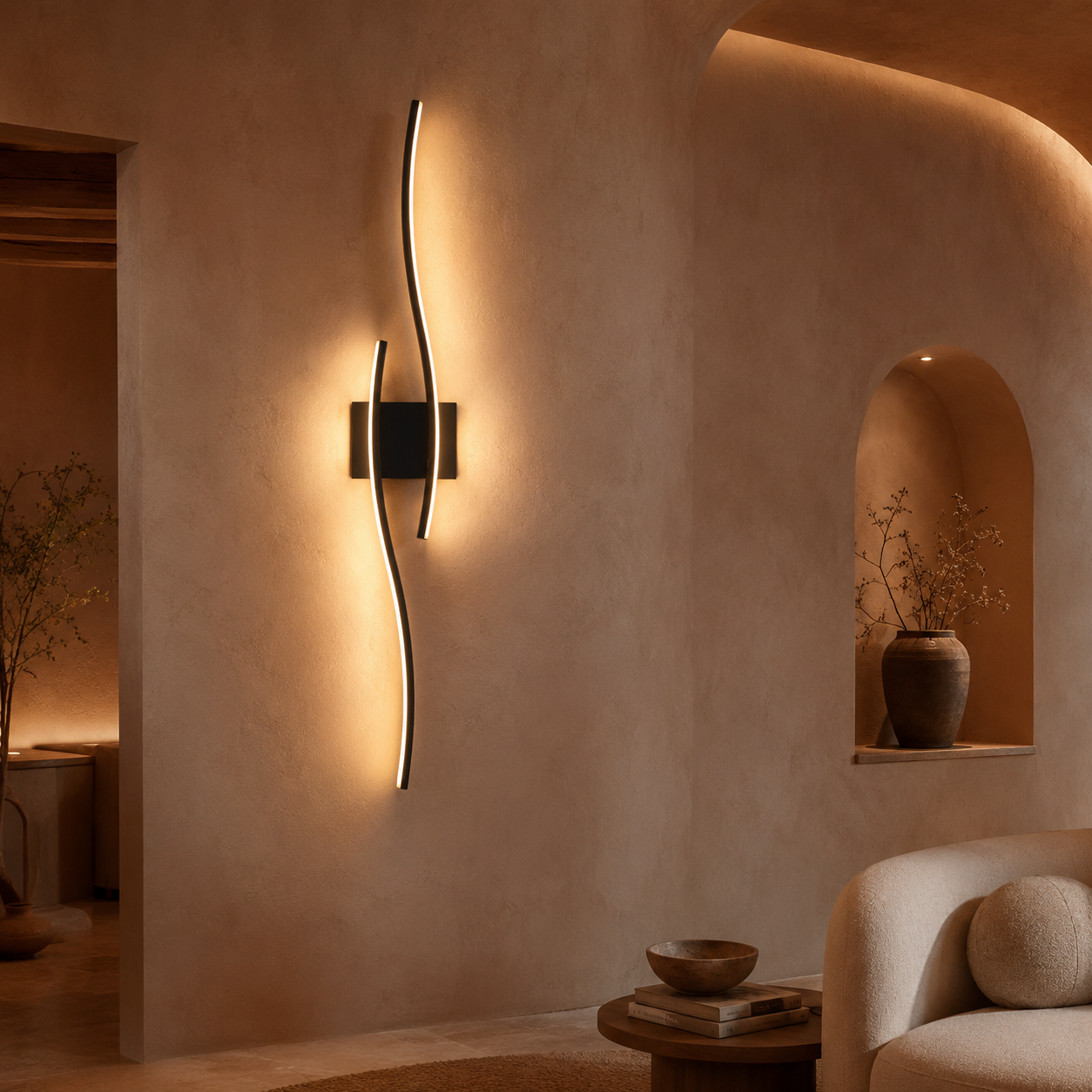 LED Wall Light Wave Black Modern