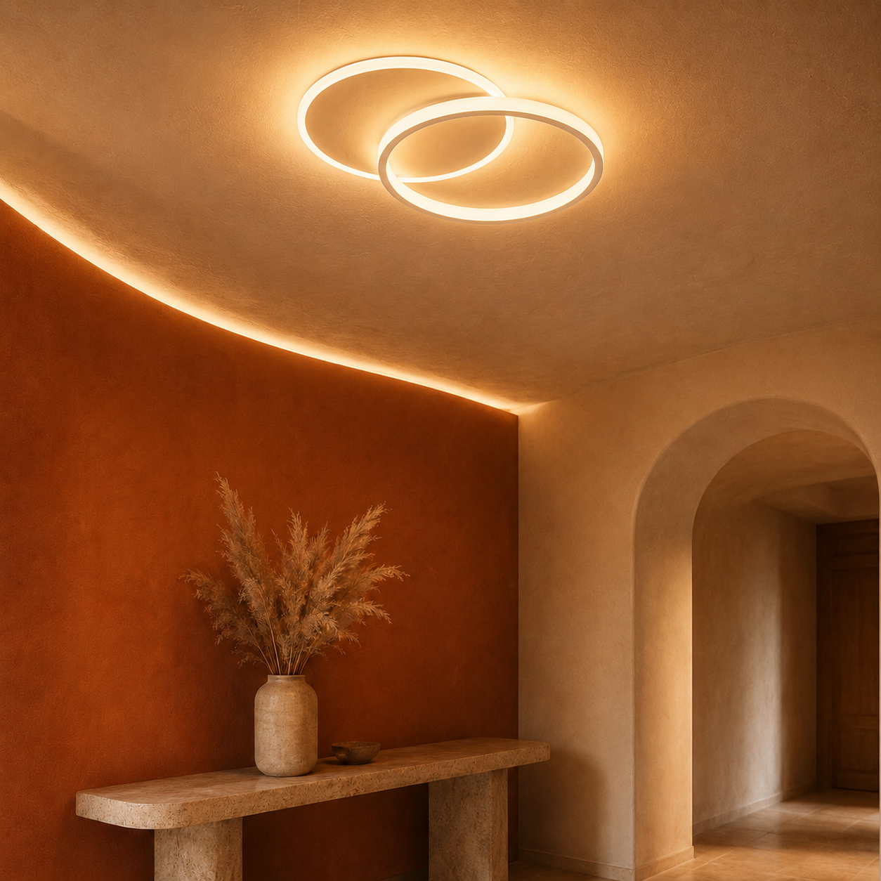 Double Ring Ceiling Light Modern White LED