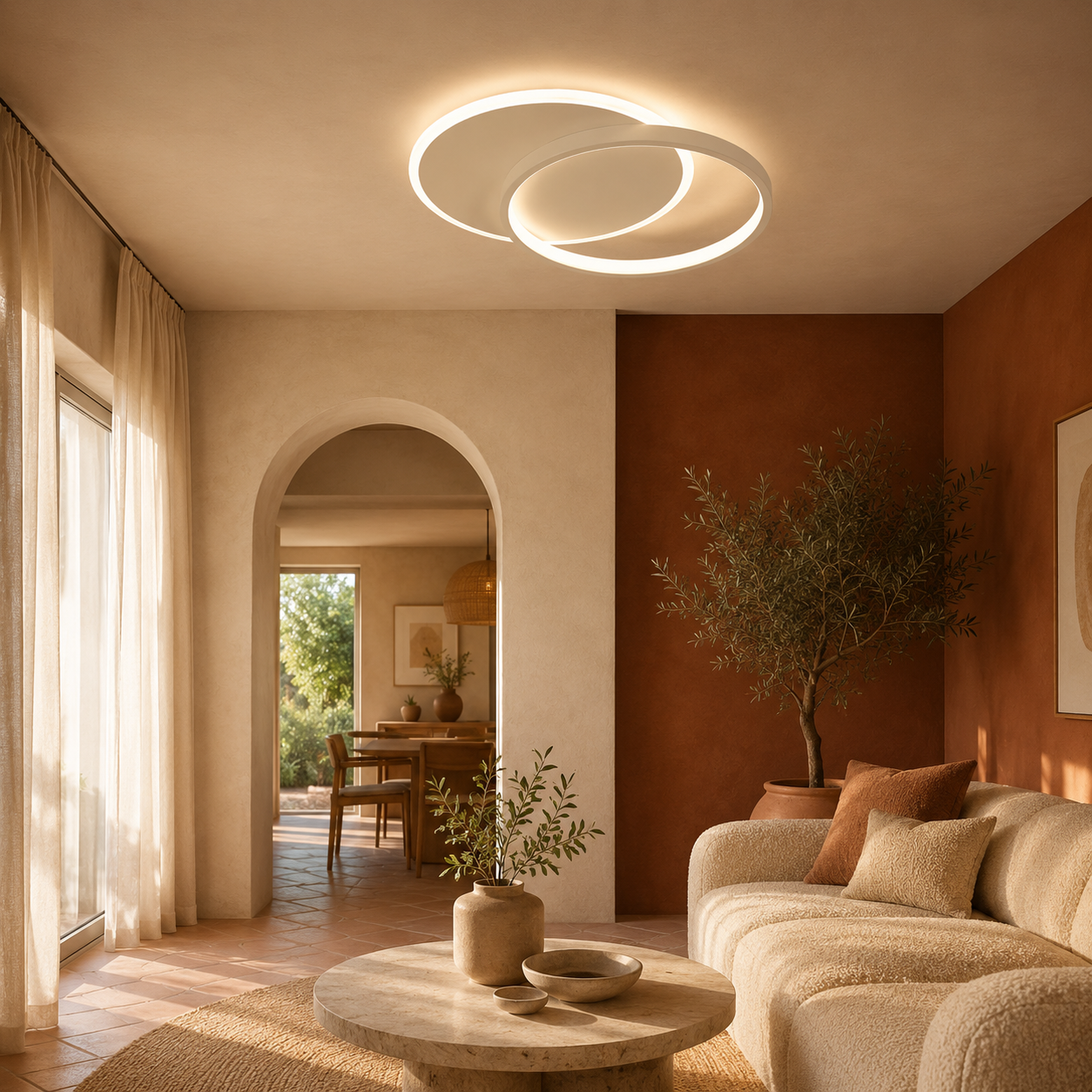 Double Ring Ceiling Light Modern White LED