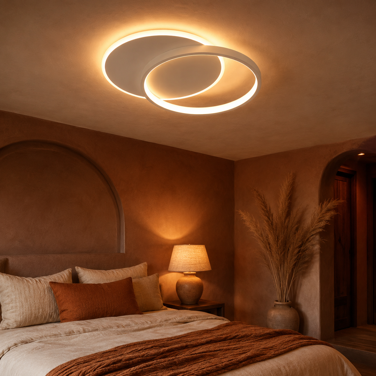 Double Ring Ceiling Light Modern White LED