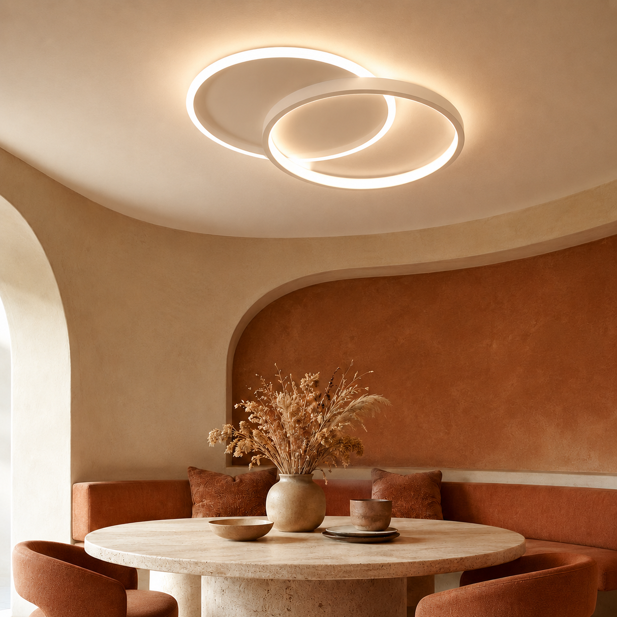 Double Ring Ceiling Light Modern White LED