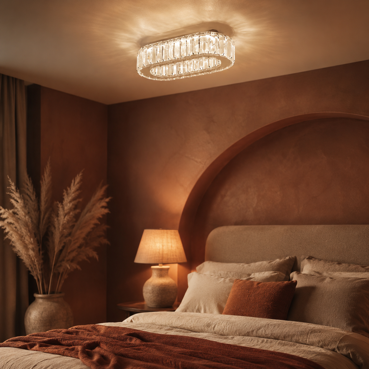 Oval Crystal Ceiling Light Chrome LED