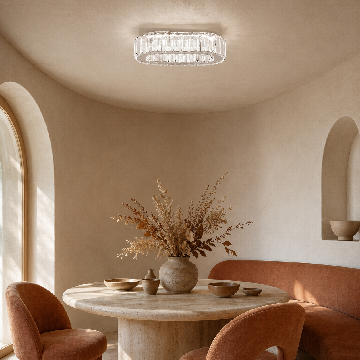Oval Crystal Ceiling Light Chrome LED