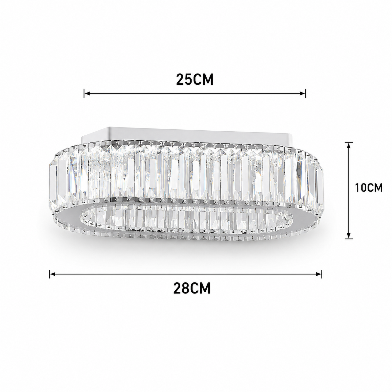 Oval Crystal Ceiling Light Chrome LED