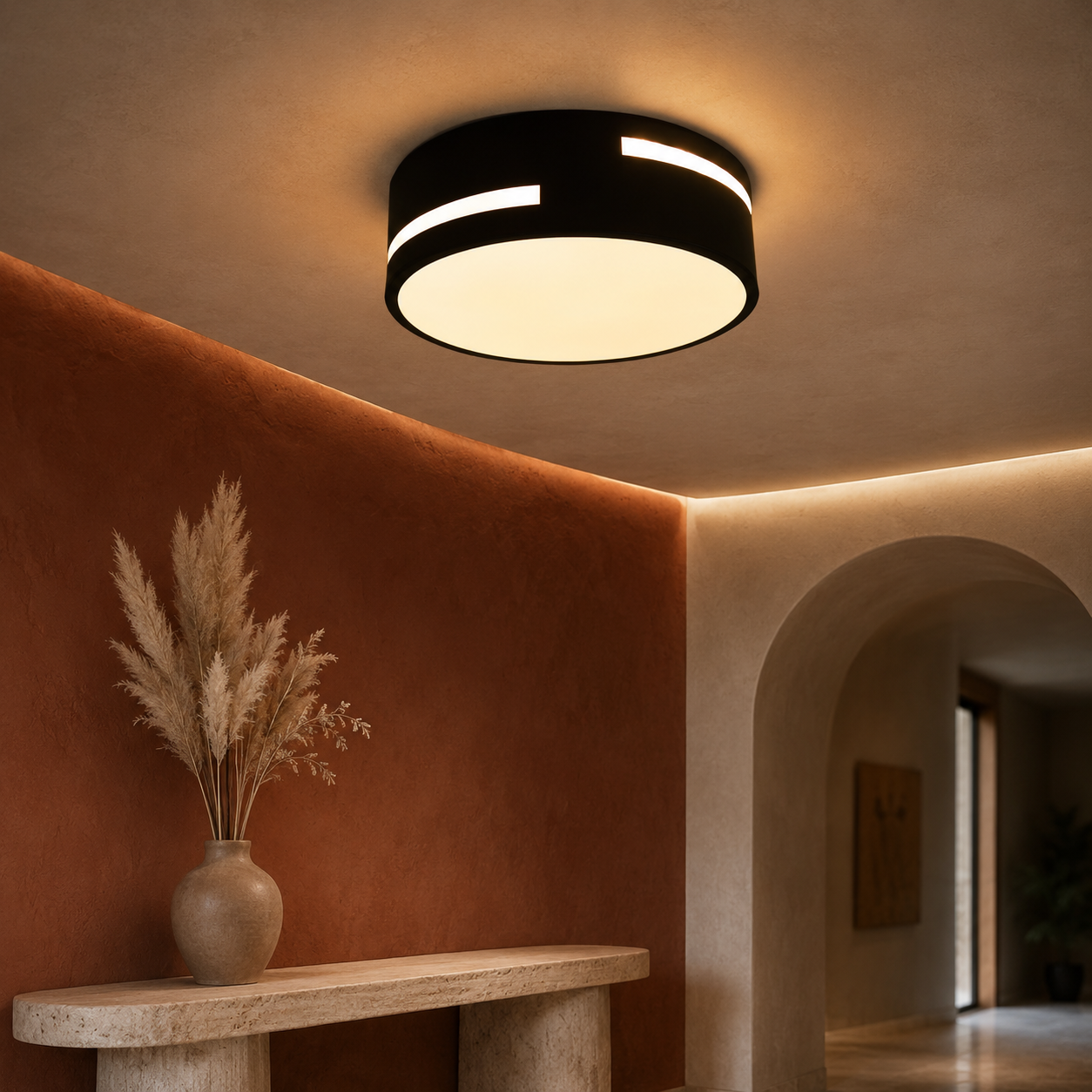 Round Ceiling Light Black White LED
