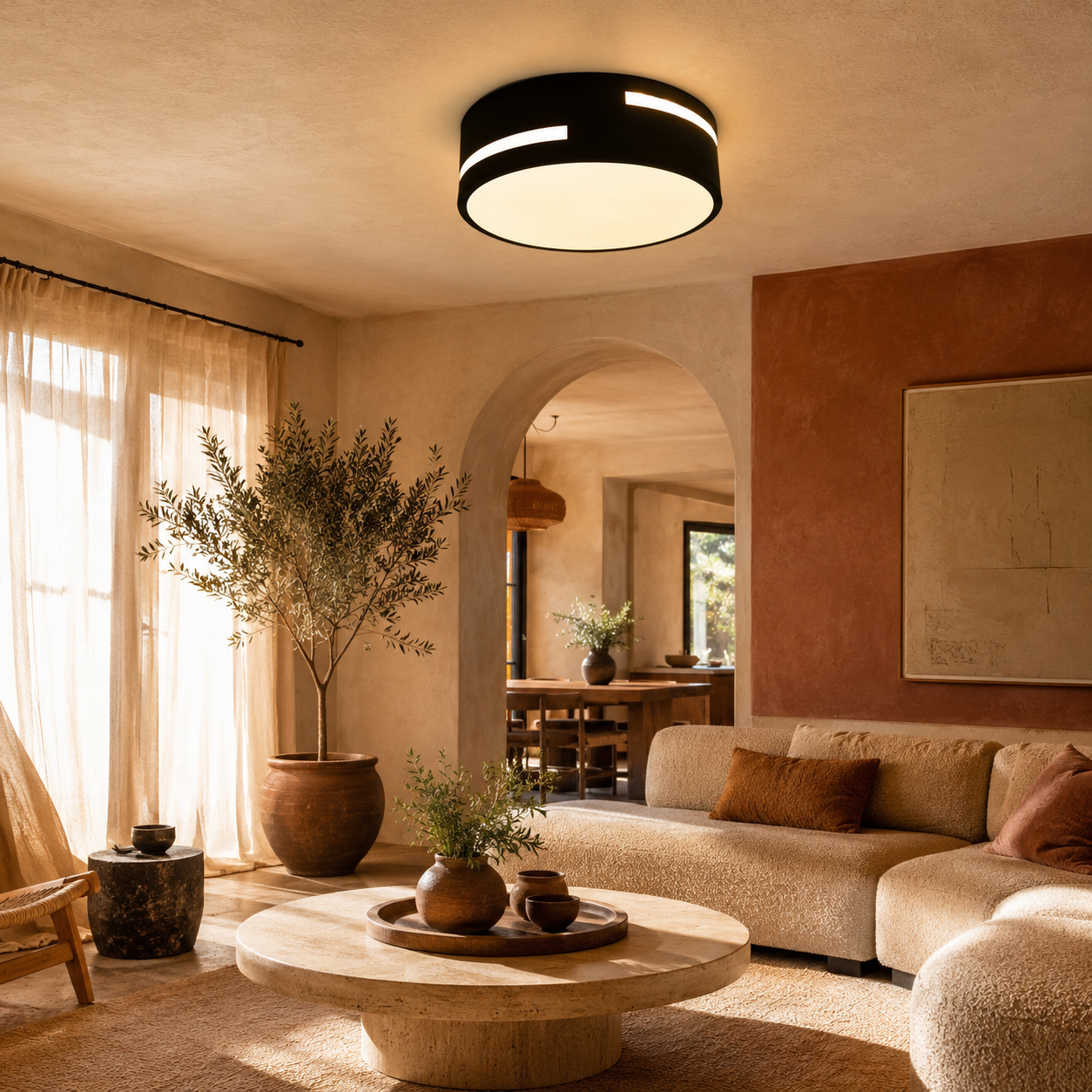 Round Ceiling Light Black White LED