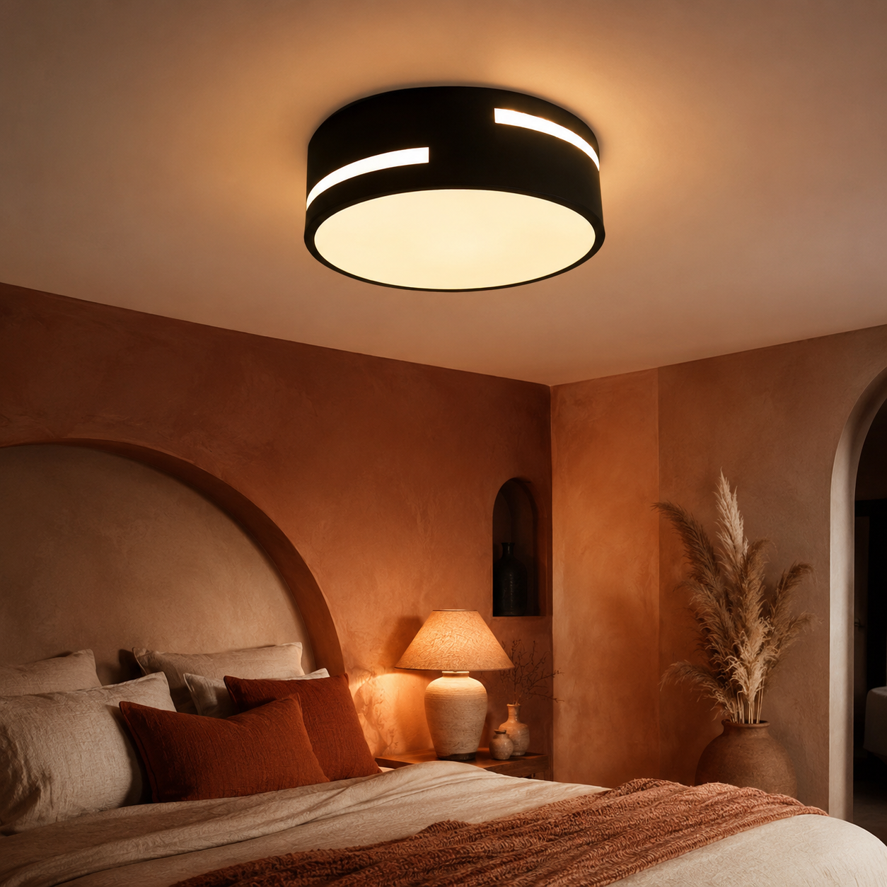 Round Ceiling Light Black White LED