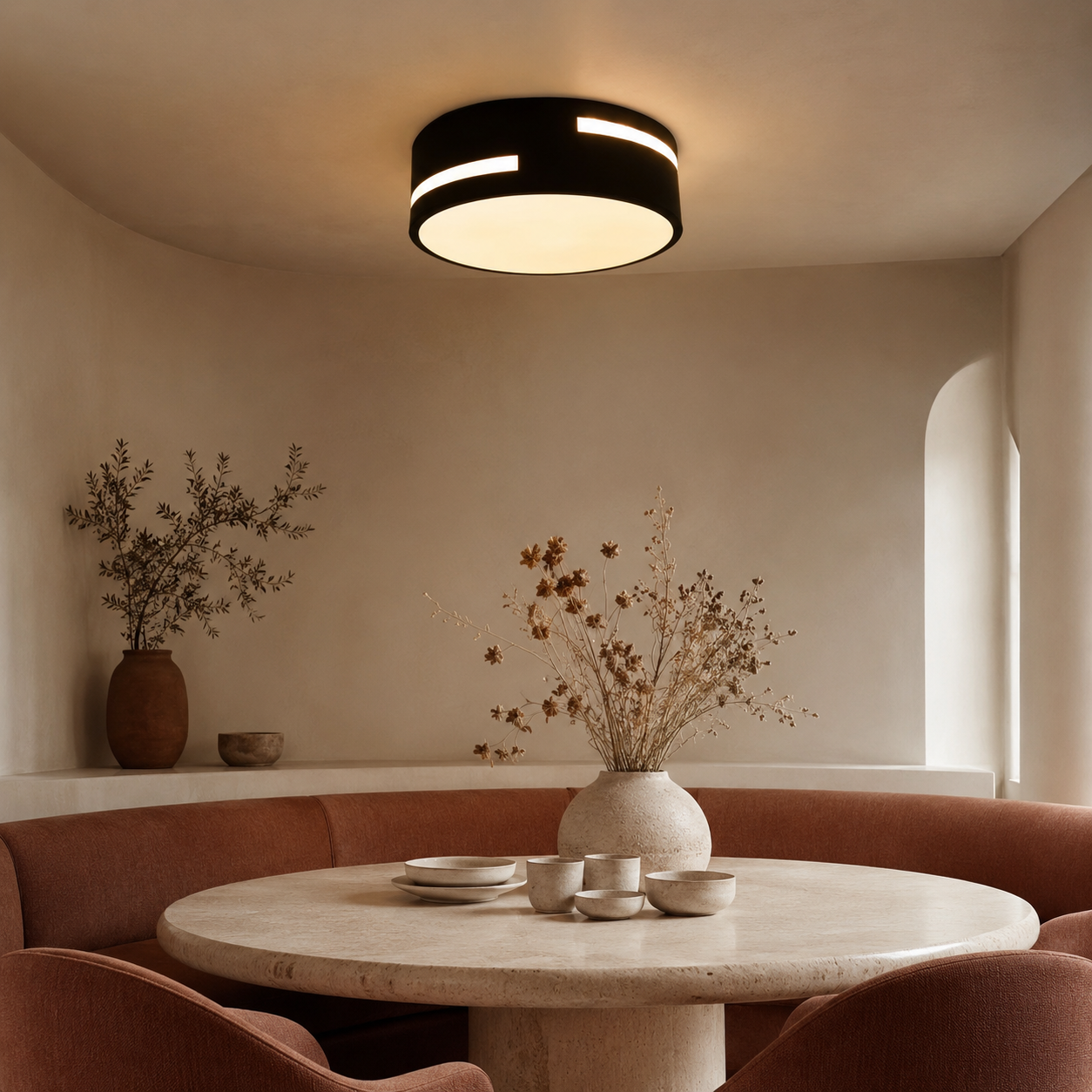 Round Ceiling Light Black White LED