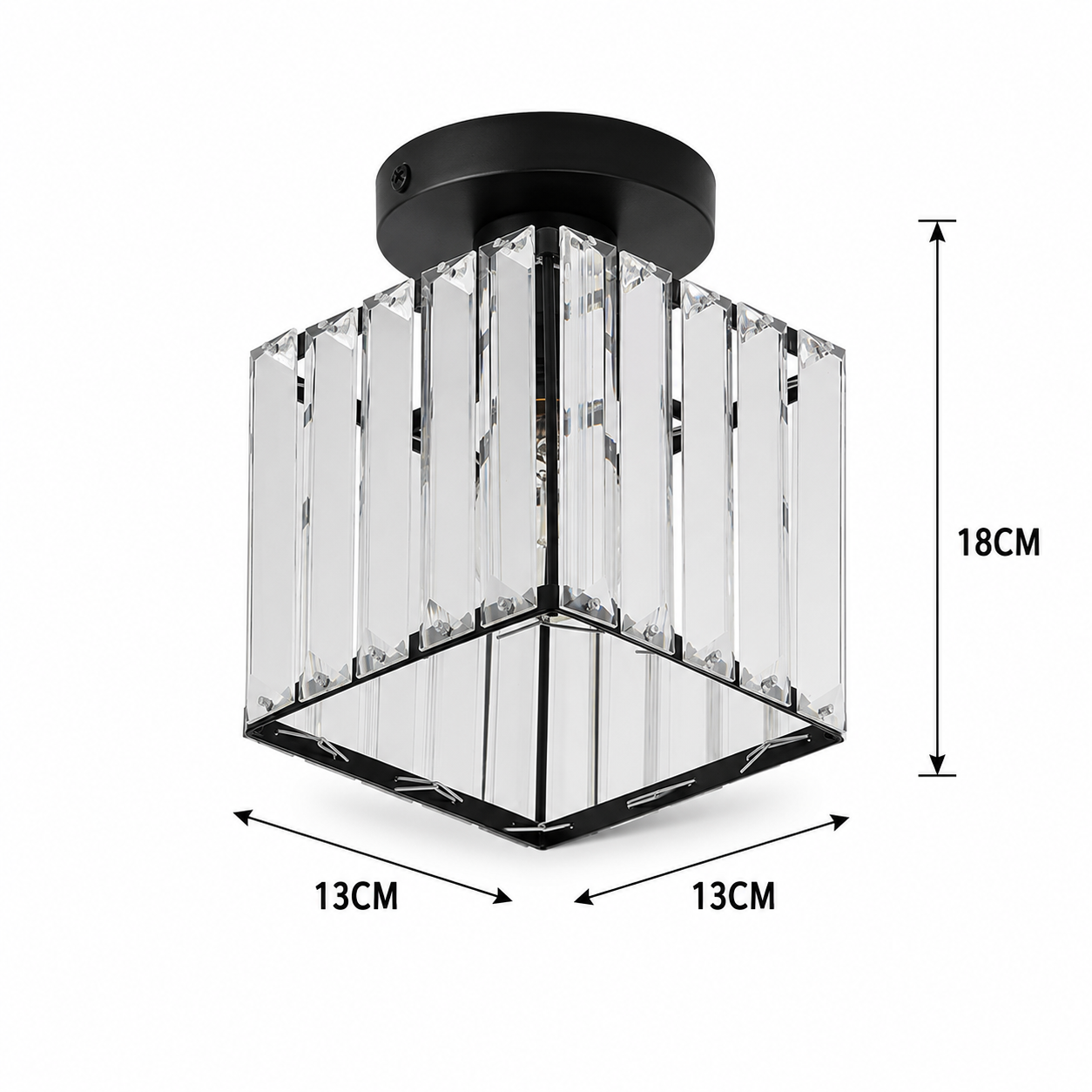 Ceiling Light Square Crystal Black