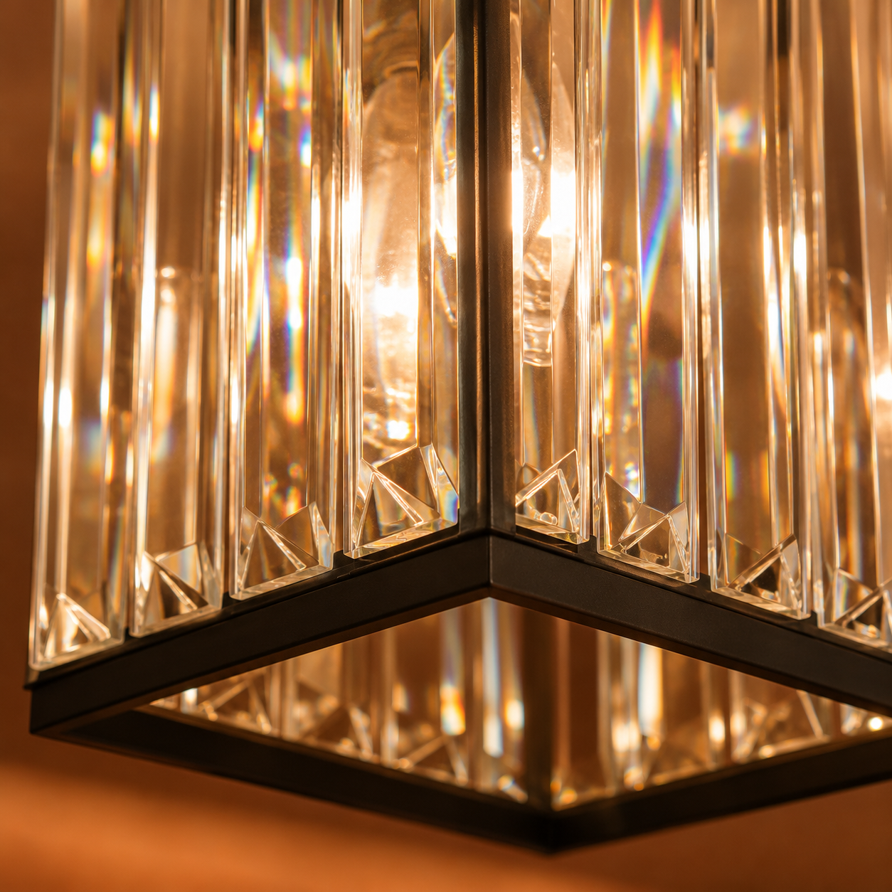 Ceiling Light Square Crystal Black