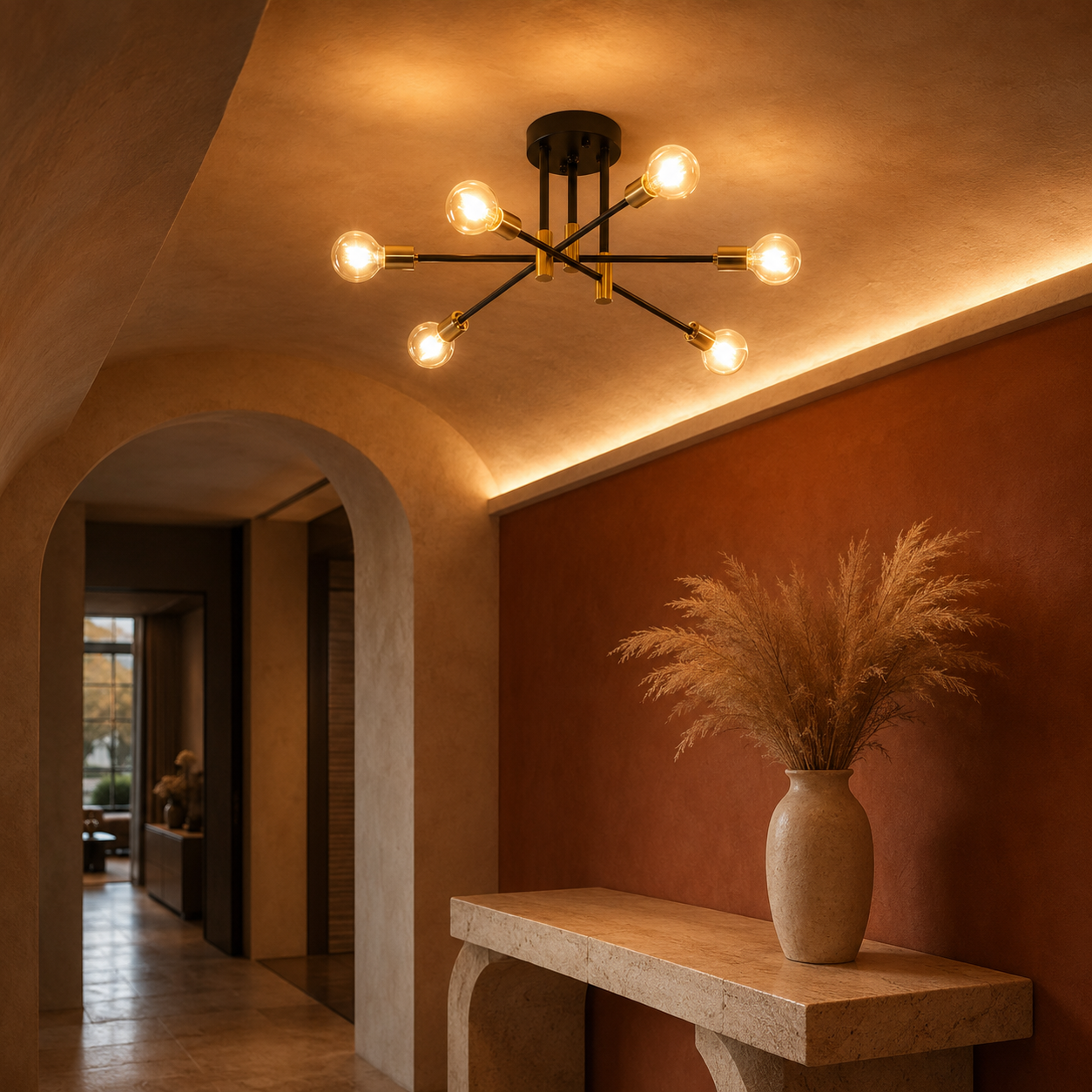 Chandelier Sputnik Black Gold Modern