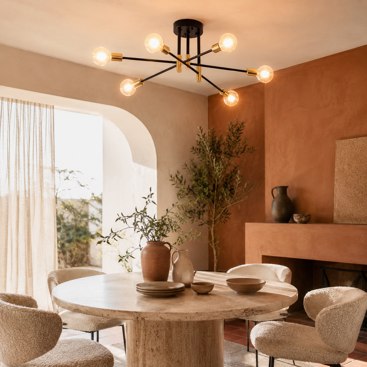 Chandelier Sputnik Black Gold Modern