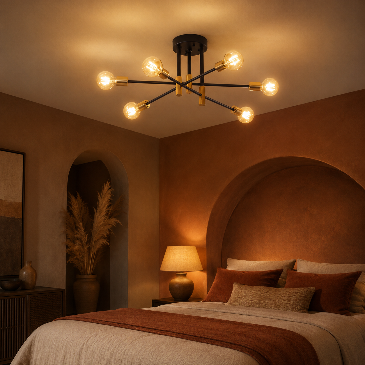 Chandelier Sputnik Black Gold Modern
