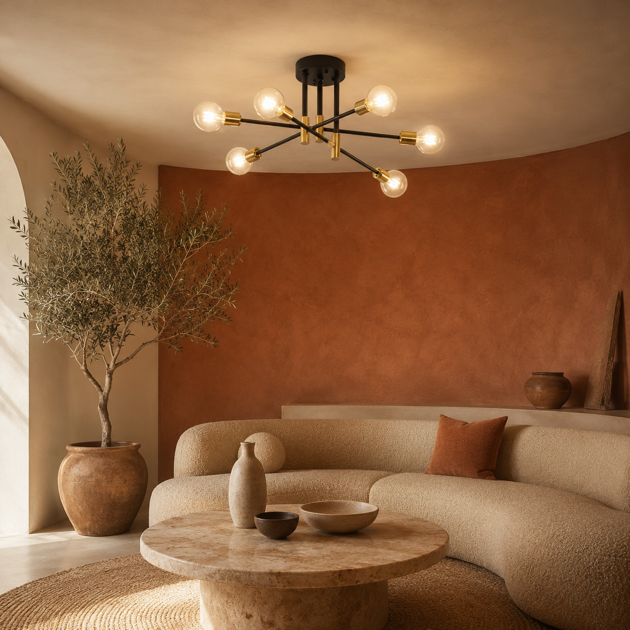 Chandelier Sputnik Black Gold Modern