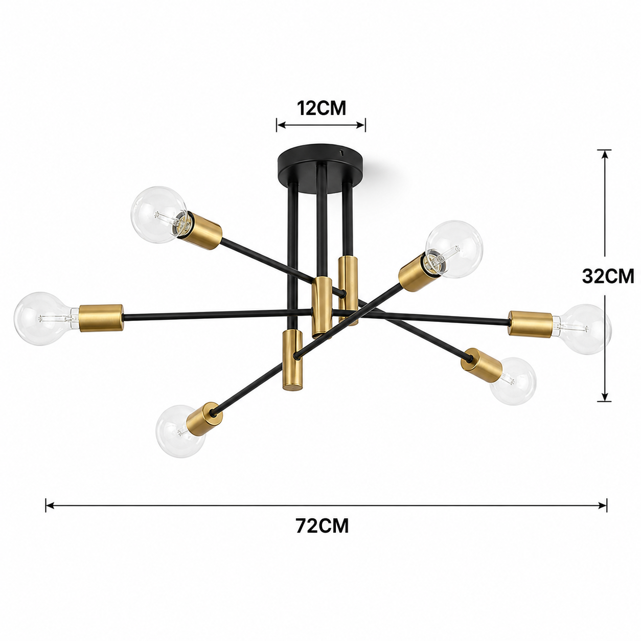 Chandelier Sputnik Black Gold Modern