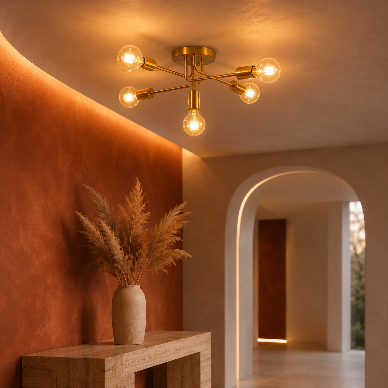 Chandelier Sputnik Brass Modern