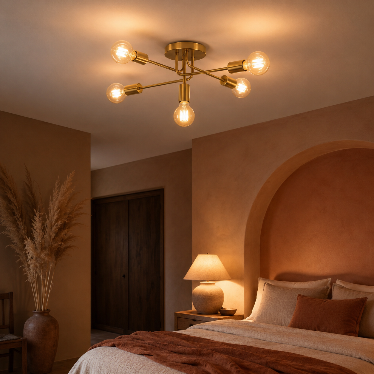 Chandelier Sputnik Brass Modern