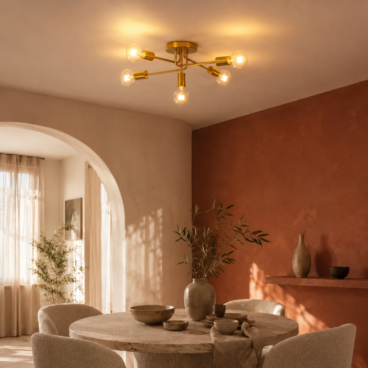 Modern Sputnik Brass Chandelier