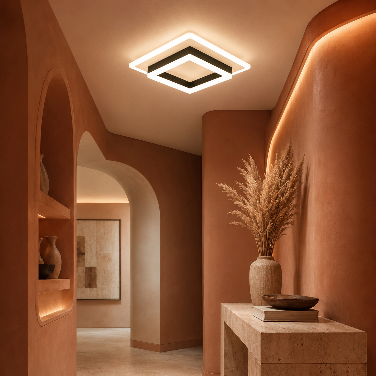 Square LED Ceiling Light Black White