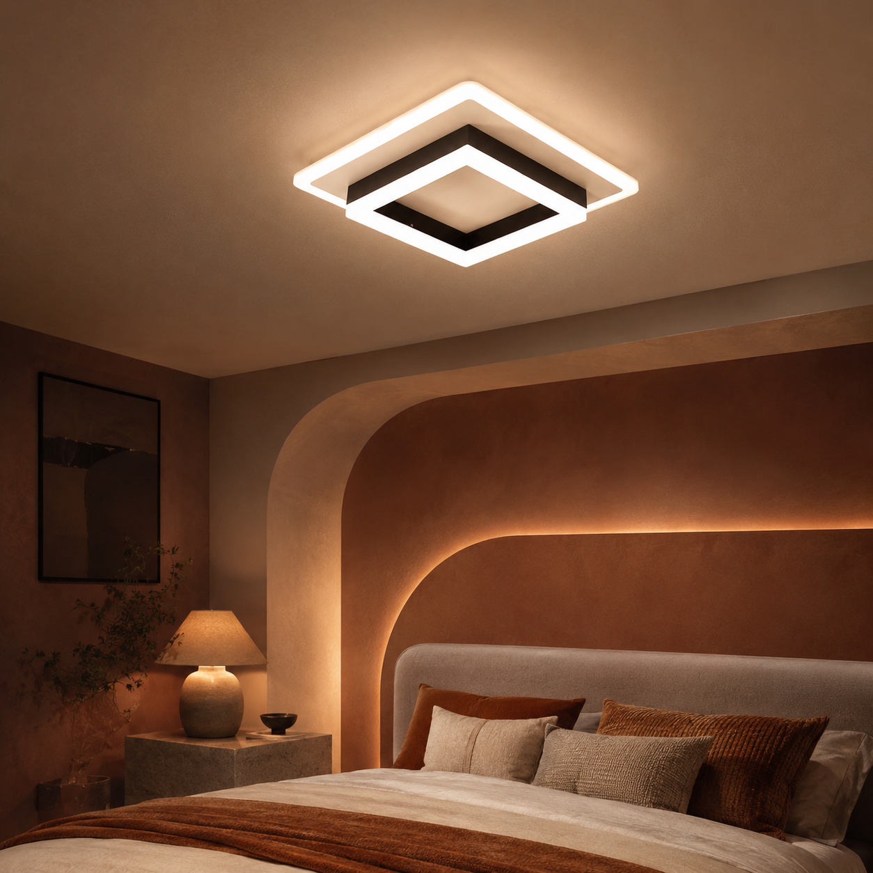 Square LED Ceiling Light Black White