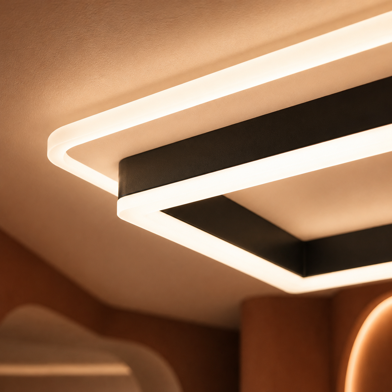 Square LED Ceiling Light Black White