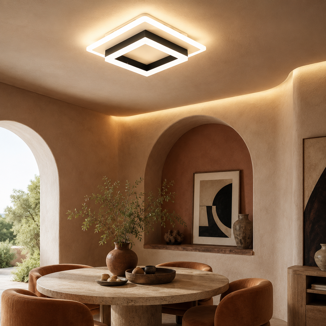 Square LED Ceiling Light Black White