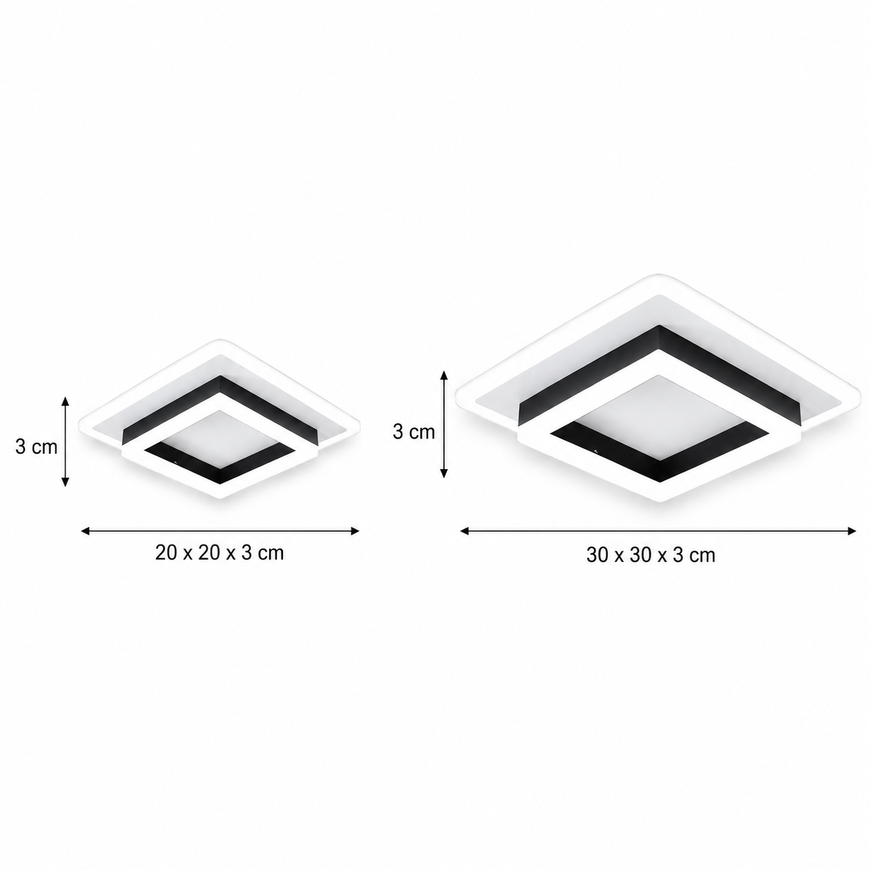 Square LED Ceiling Light Black White