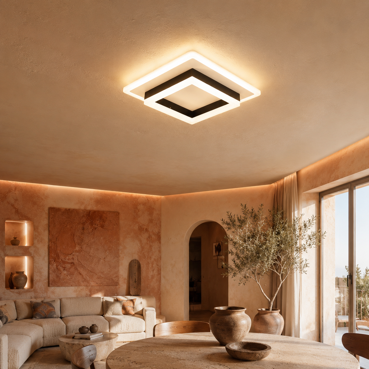 Square LED Ceiling Light Black White