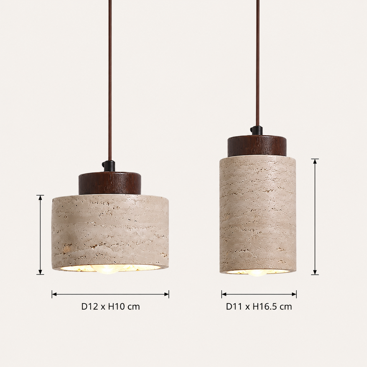 Wabi-Sabi Pendant Light in Travertine Stone