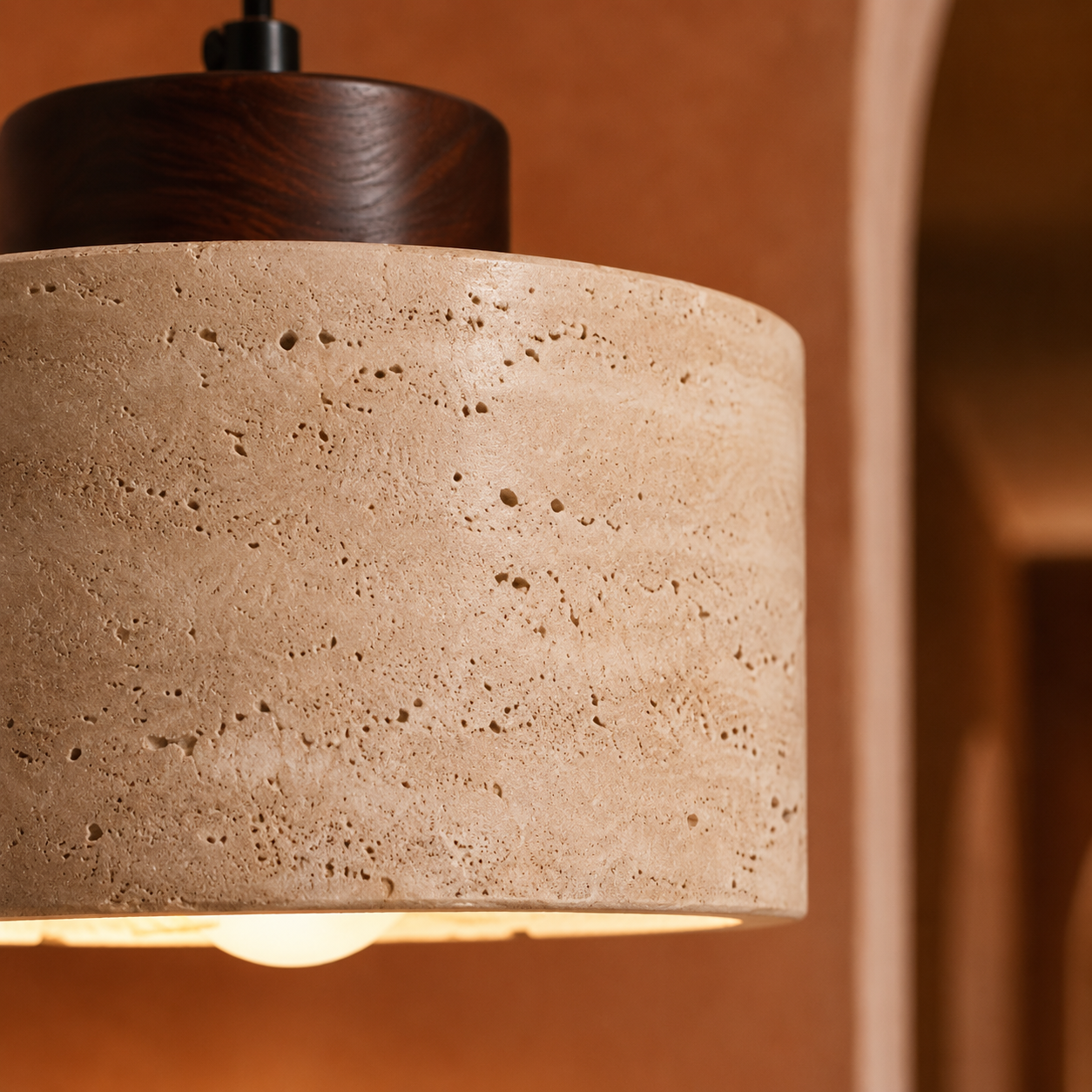 Wabi-Sabi Pendant Light in Travertine Stone
