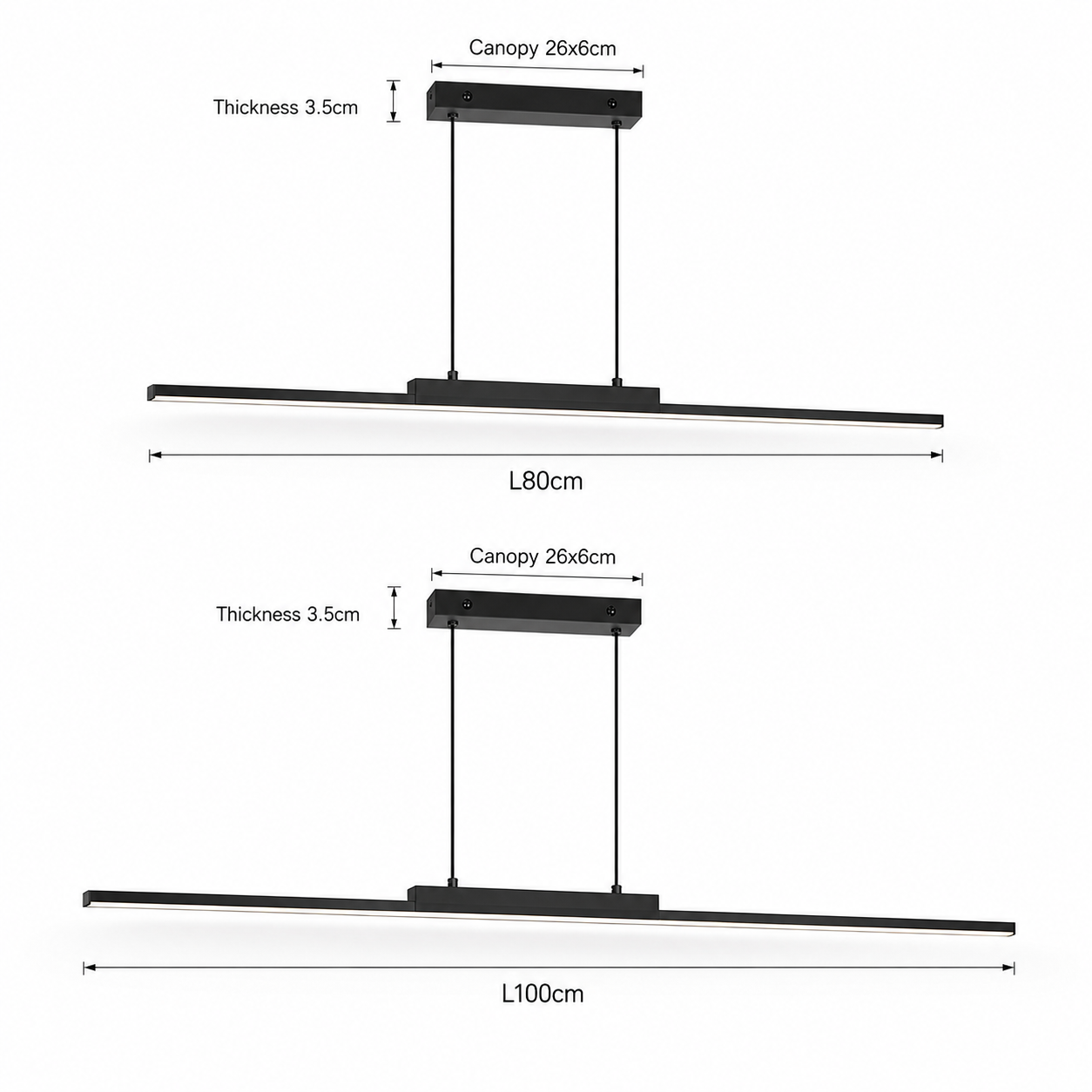 Long LED Pendant Light – Modern & Dimmable