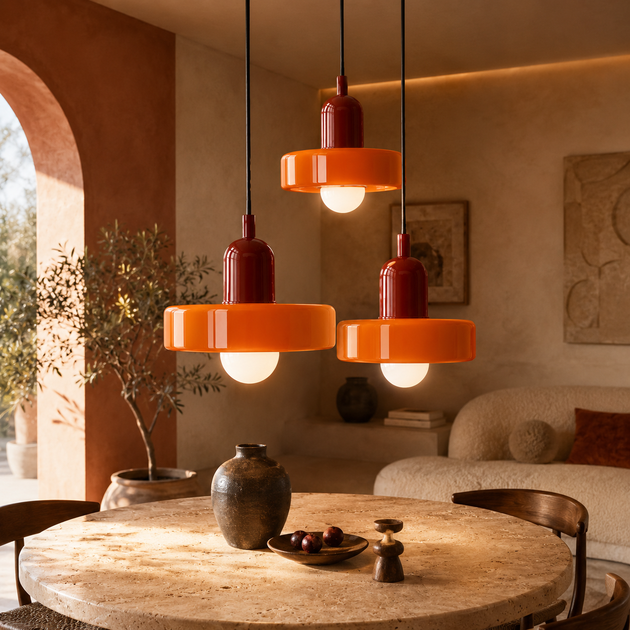 Nordic Glass Pendant Light Retro Hand-Blown