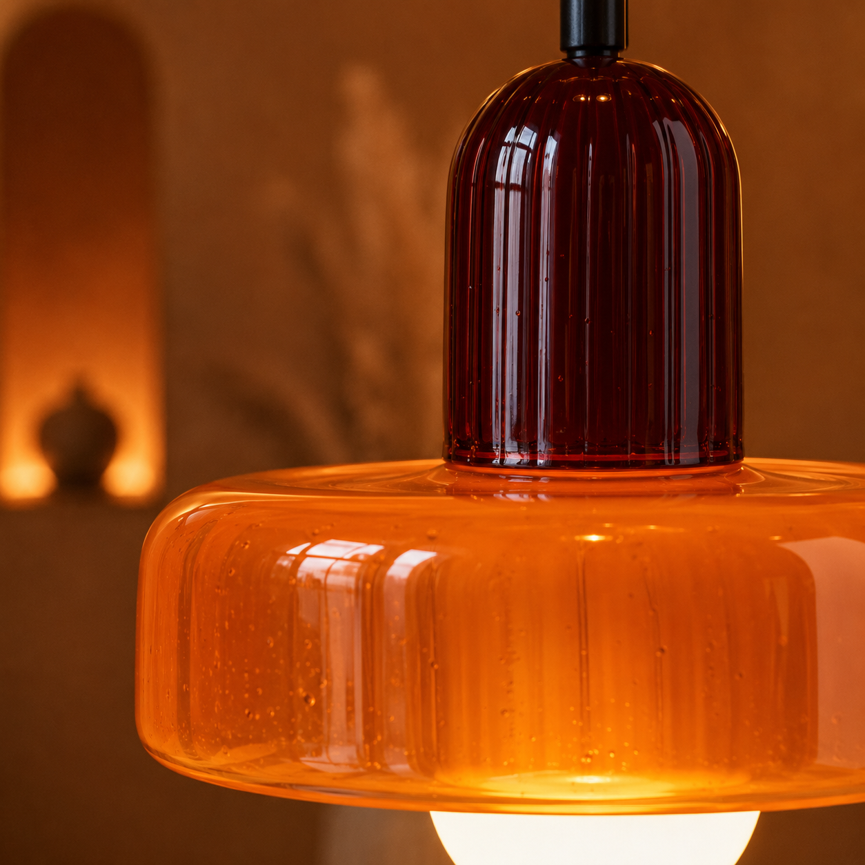 Nordic Glass Pendant Light Retro Hand-Blown