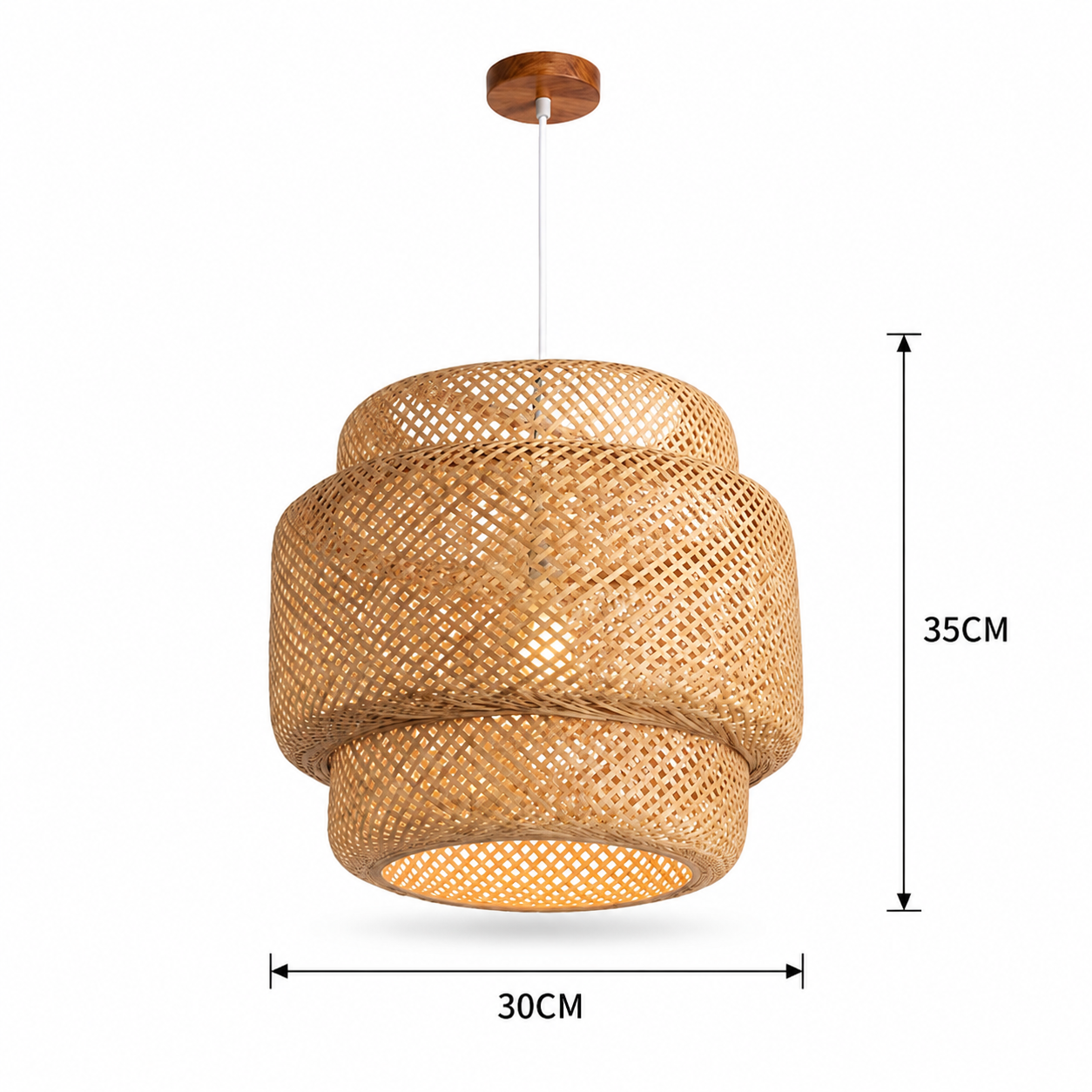 Natural Japandi Pendant Light in Woven Rattan