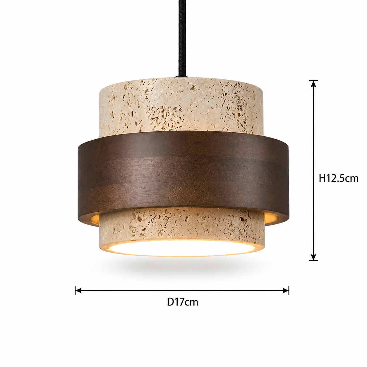 Minimalist Stone Wood Pendant Light Round