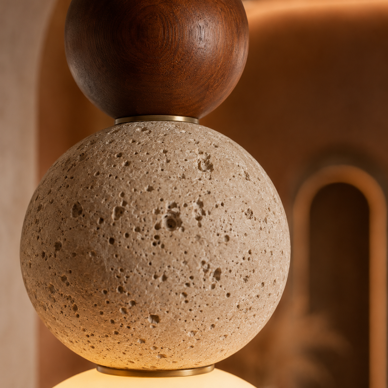 Bauhaus Pendant Light Stone Wood Stacked