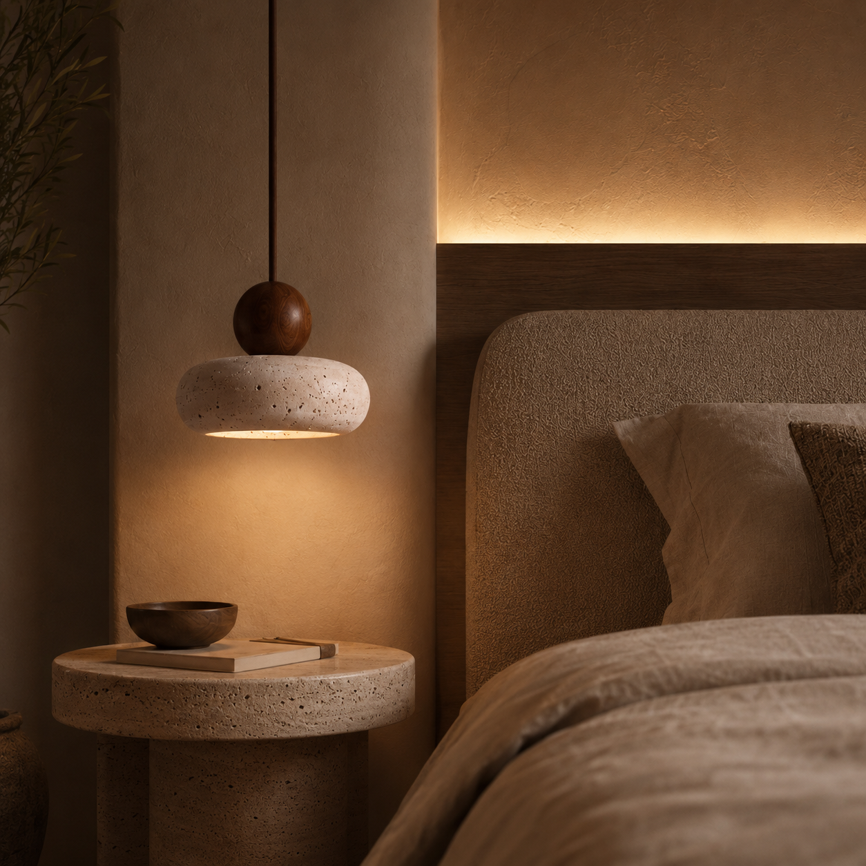 Pendant Light in Natural Yellow Agate Stone