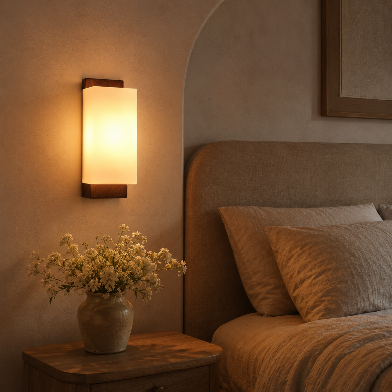 Wall Light Vintage Wood & Glass