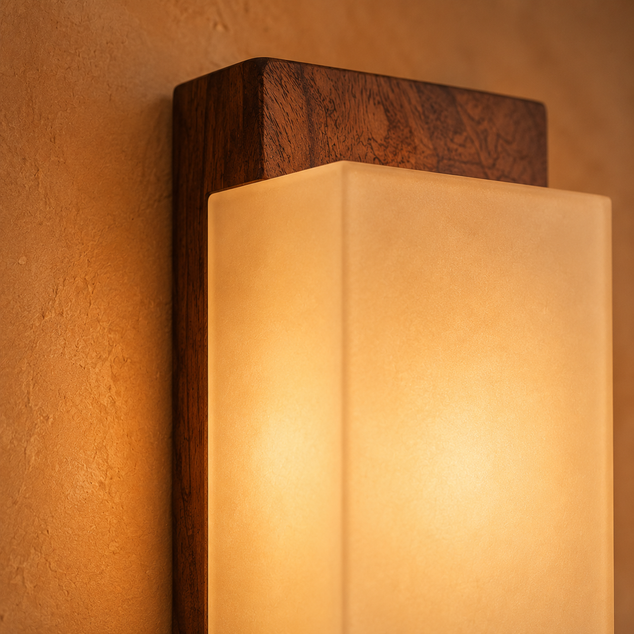Wall Light Vintage Wood & Glass