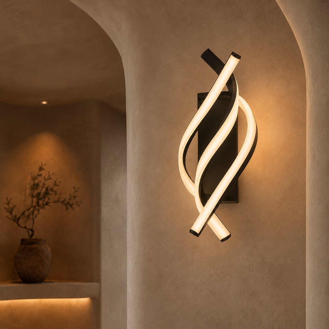 LED Wall Light Spiral Black Modern