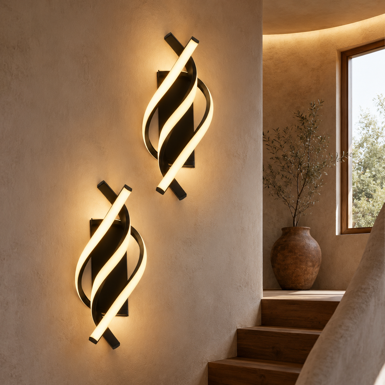 LED Wall Light Spiral Black Modern