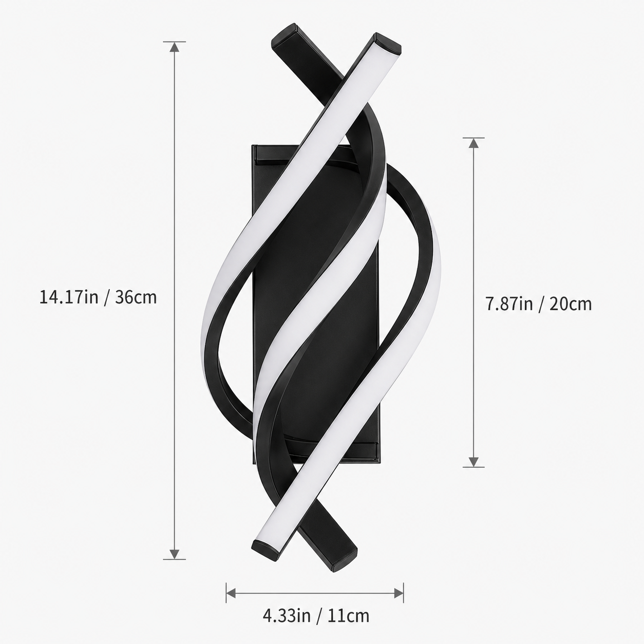 LED Wall Light Spiral Black Modern