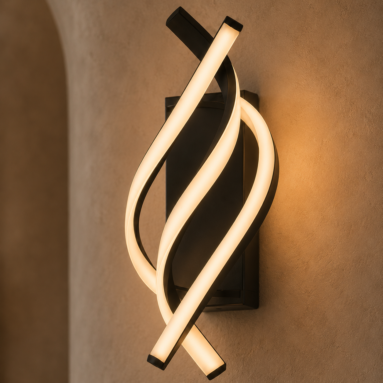 LED Wall Light Spiral Black Modern