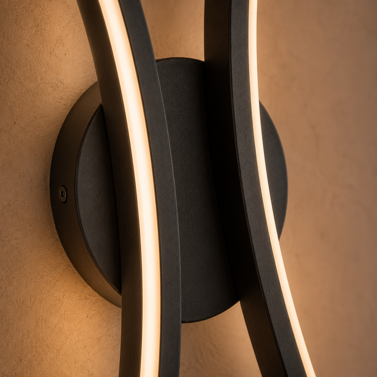 LED Wall Light Curved Black Modern