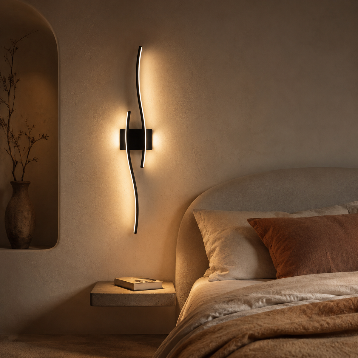 Wave Black LED Wall Light