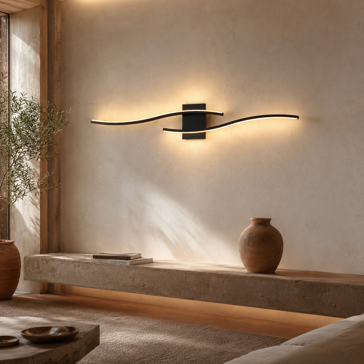 Wave Black LED Wall Light