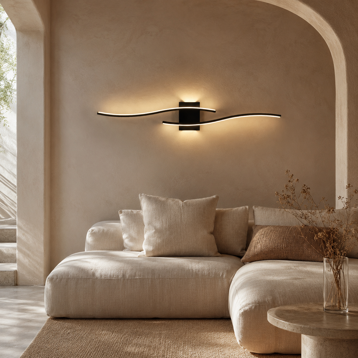 LED Wall Light Wave Black Modern