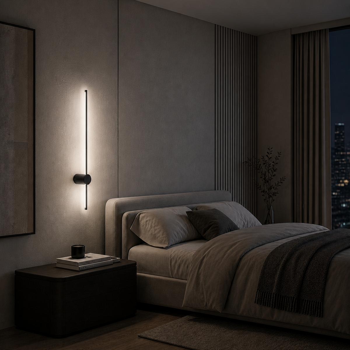 Wall Light Vertical Linear Modern Black LED